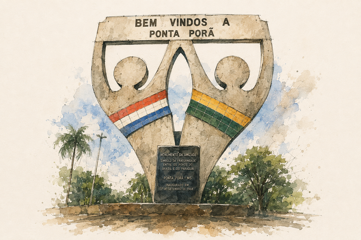 O abraço que dá nome à fronteira